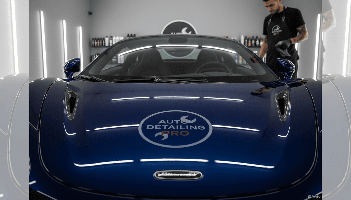 close up of luxury car hood after paint correction showing mirror like reflection
