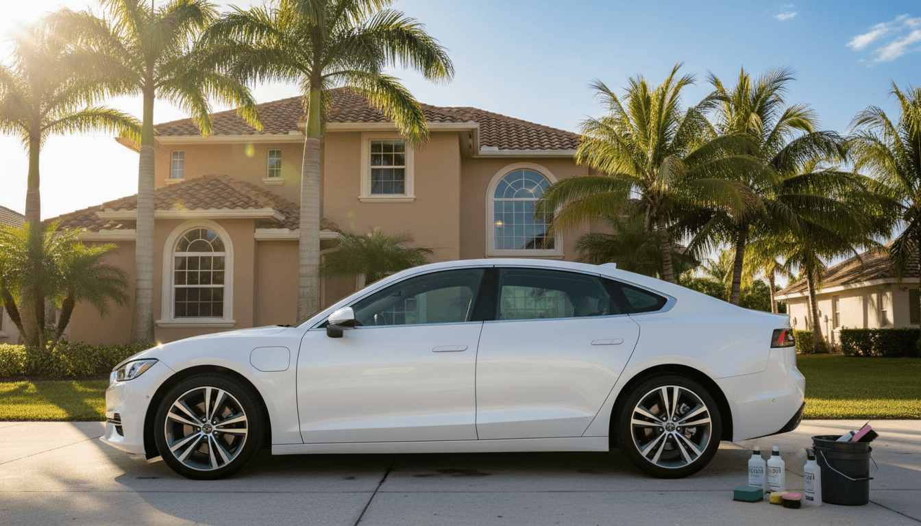 A clean sedan parked in a driveway in Aventura
