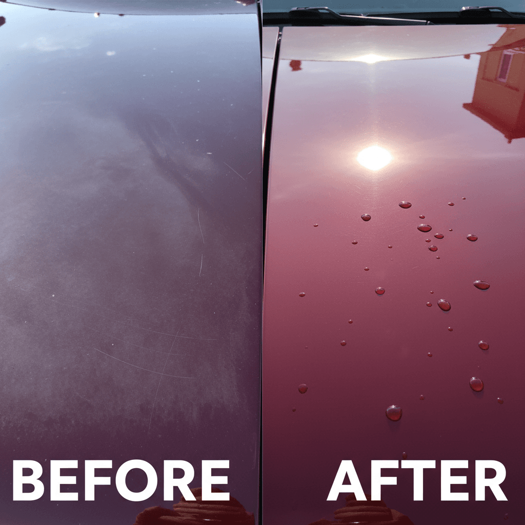 Before and after of paint correction and ceramic coating