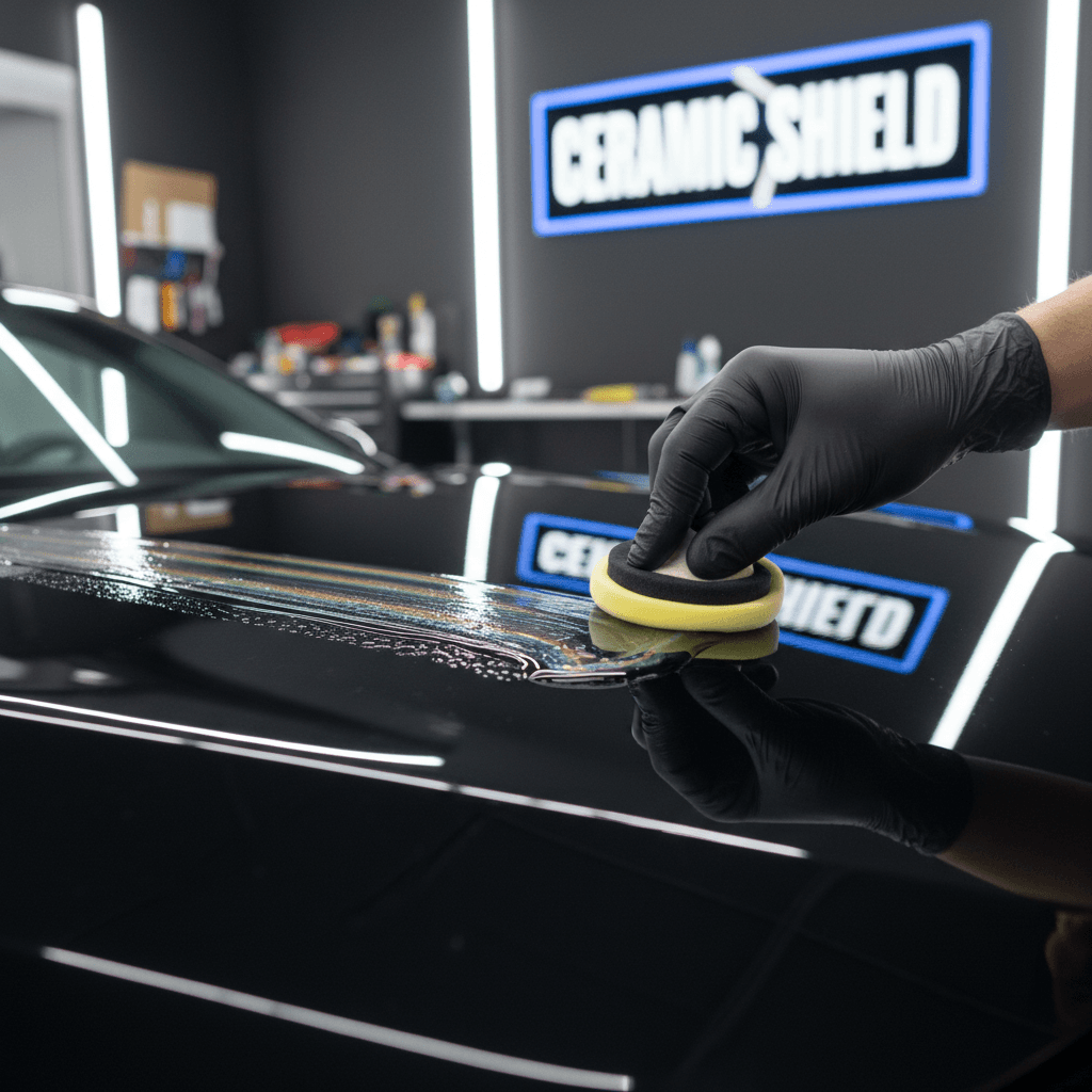 Ceramic coating applied to car hood