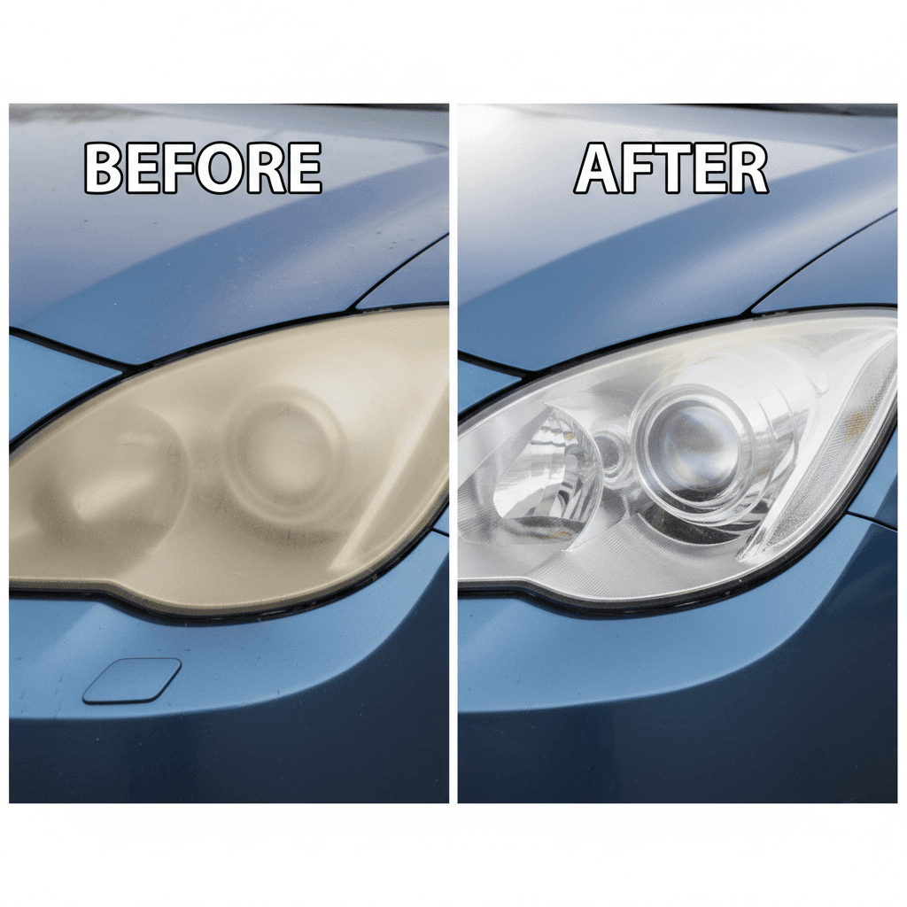 Headlight restoration before and after