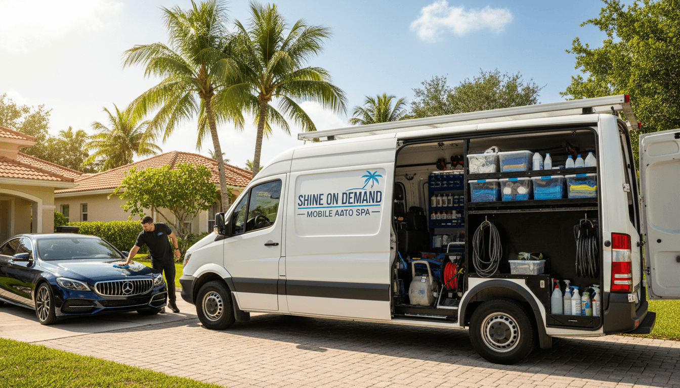 Mobile detailing van in driveway