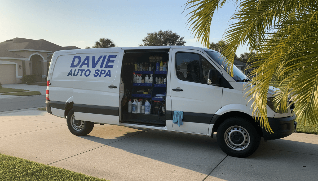 Mobile detailing van setup in Davie driveway