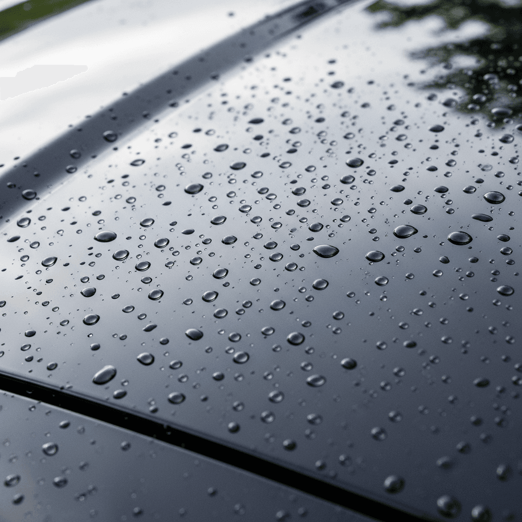 Water beading on ceramic coated car hood