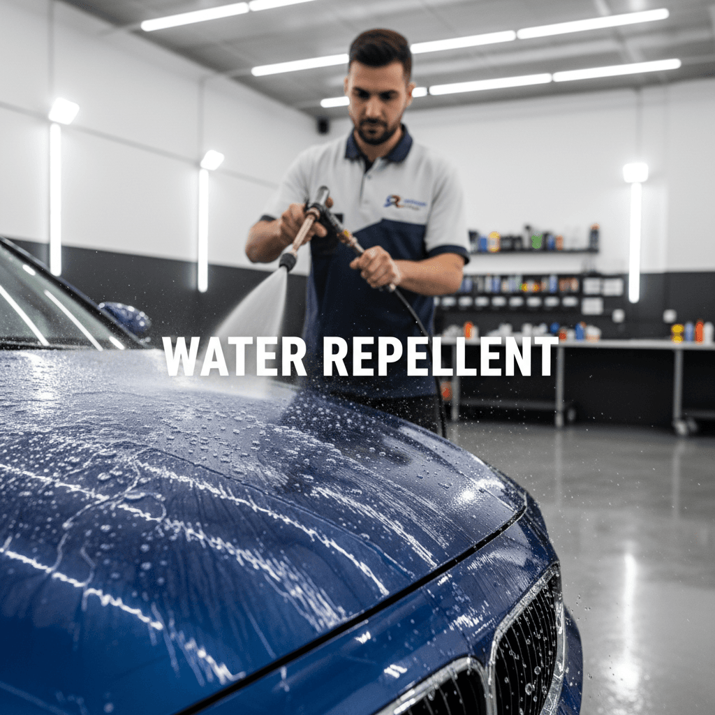 Detailer testing hydrophobic coating
