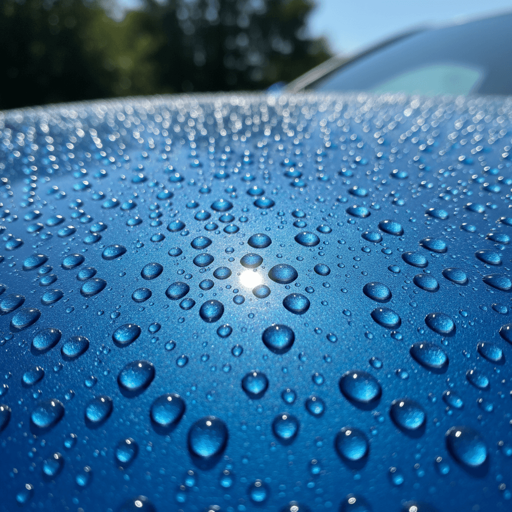 Ceramic coating water beading on car paint