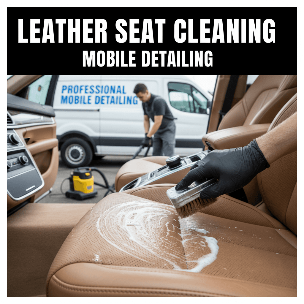 Interior of a car being professionally cleaned with attention to seats and surfaces